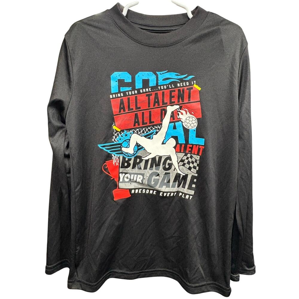 Black Soccer "Goal" Activewear Long Sleeve - Athletic Works - M (8) - Picture 1 of 3